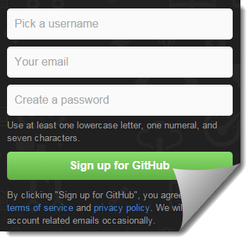 GitHub sign up form