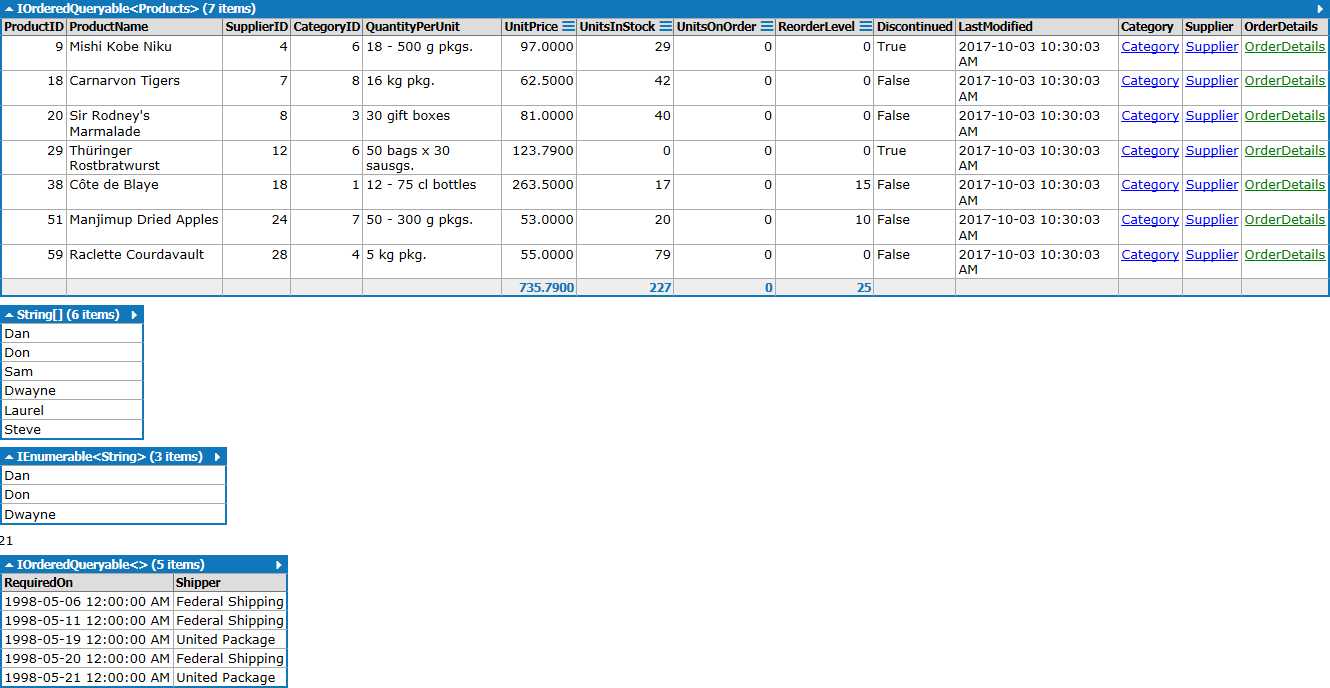 Statements example 1 - Results